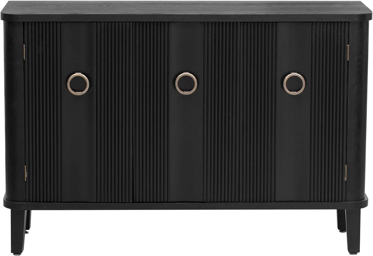 Black Storage Cabinet with 3 Doors and Adjustable Shelf I7149