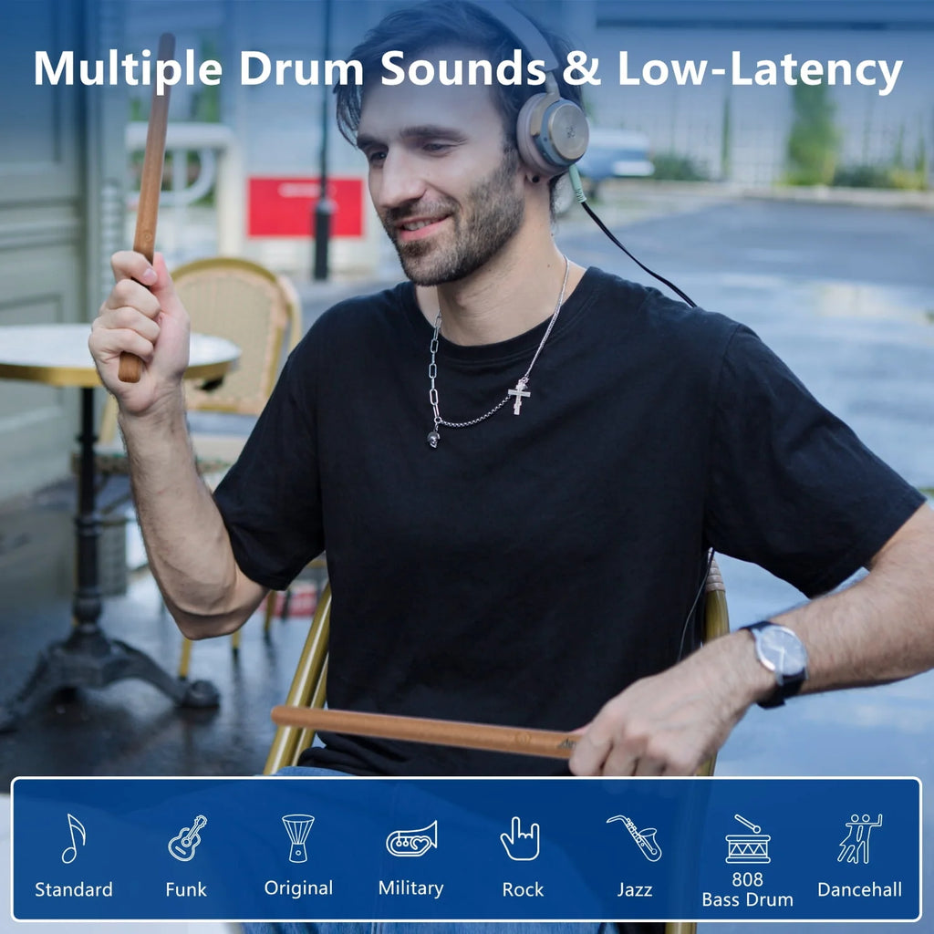 Electric Air Drum Set with Drumsticks and Pedals X6784
