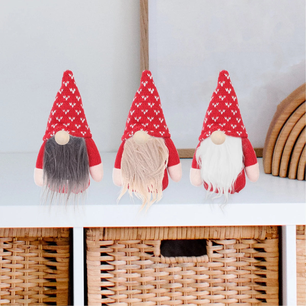 Craft Supply Decoration Gnome Doll DIY Making Supplies Including Square Faux Fur Fabric Wooden Balls G65840
