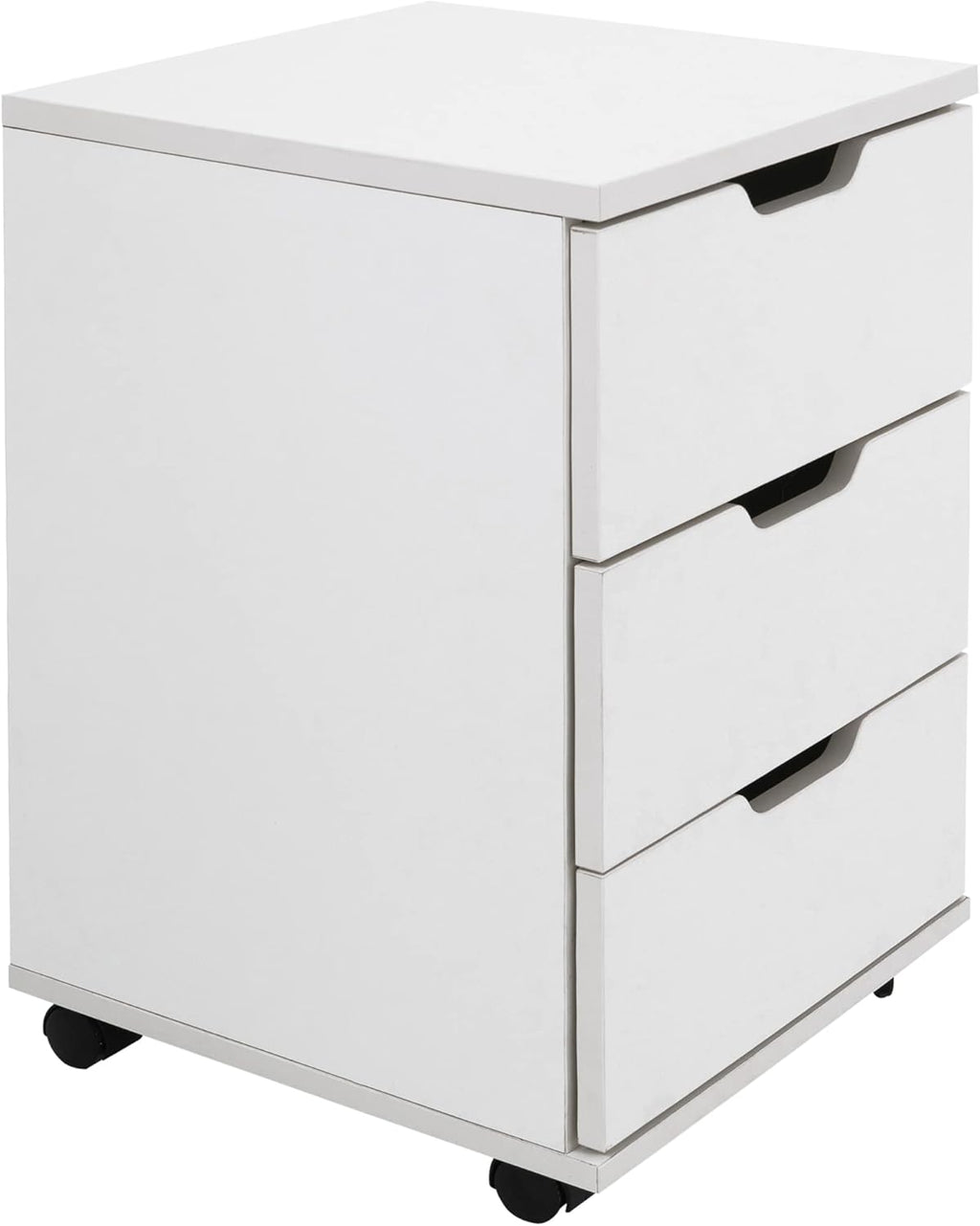 White 3-Drawer Rolling Wood Mobile File Cabinet with Casters K6570