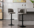 Grey Faux Leather Swivel Bar Stools Set of 2 Q21896