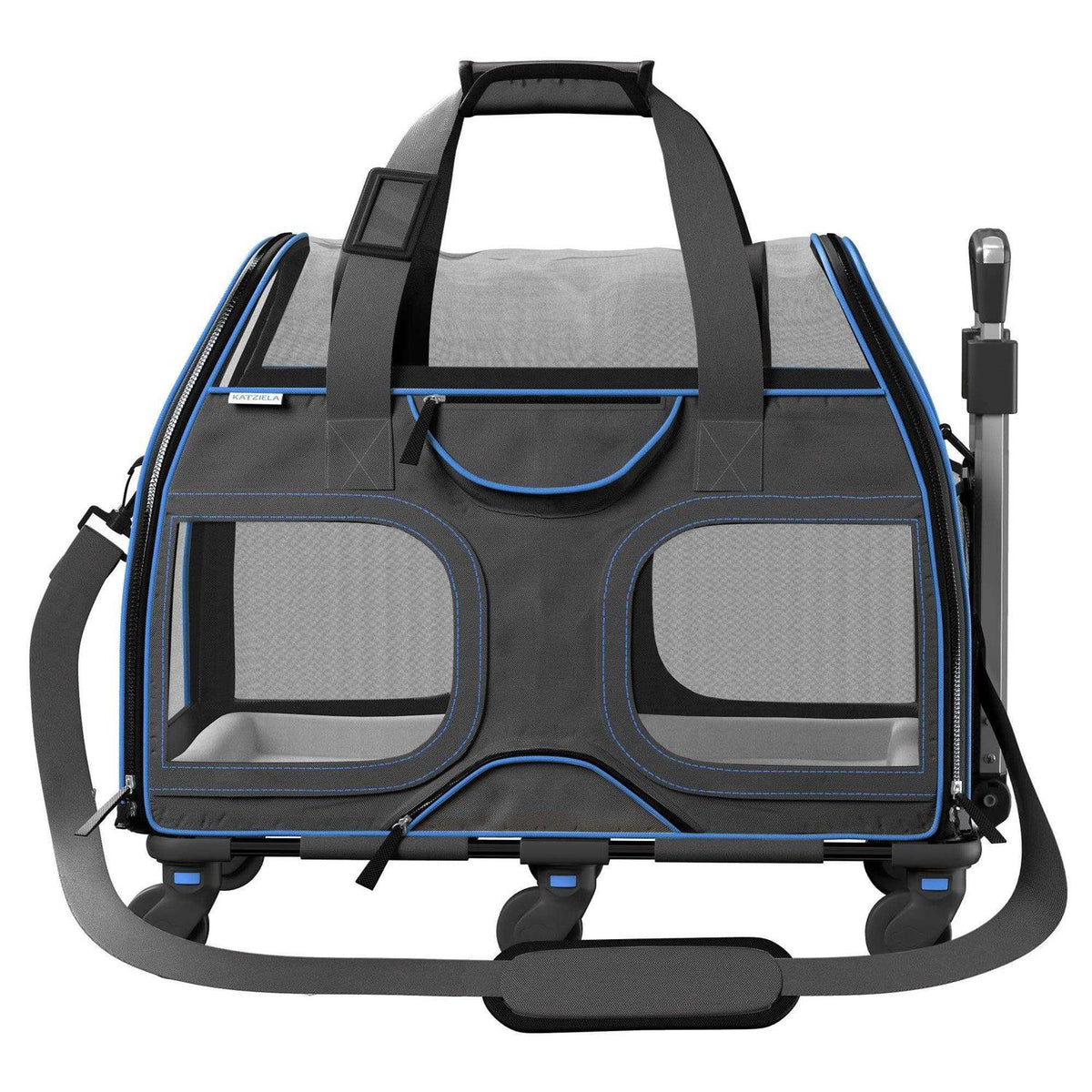 Pet Carrier with Removable Wheels and Double Telescopic Handle D8188