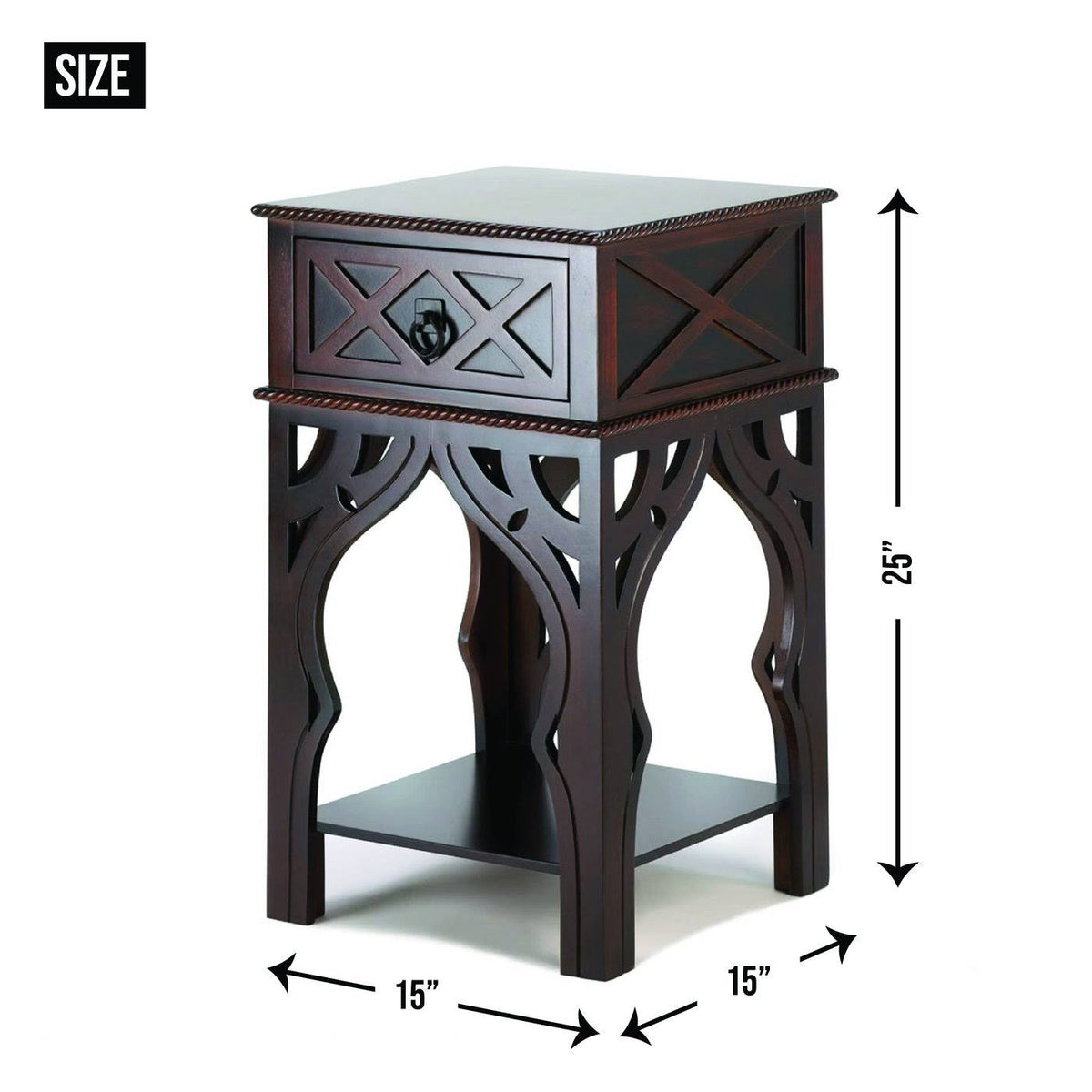 Ornate Moroccan Style Table, Brown Q415