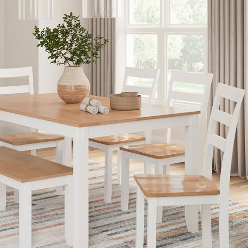 Modern Dining Table with 4 Chairs and Bench, Set of 6 W204