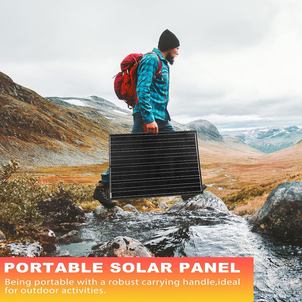 200 Watt 12 Volt Monocrystalline Portable Foldable Solar Panel Suitcase with Waterproof 30A Charger Controller B92842