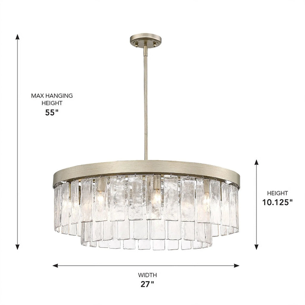 9-Light Chandelier with Hammered Water Glass X970