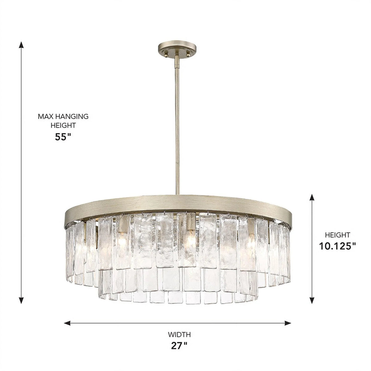 9-Light Chandelier with Hammered Water Glass X970