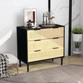 Black 3 Drawer Wood Rattan Dresser N595428