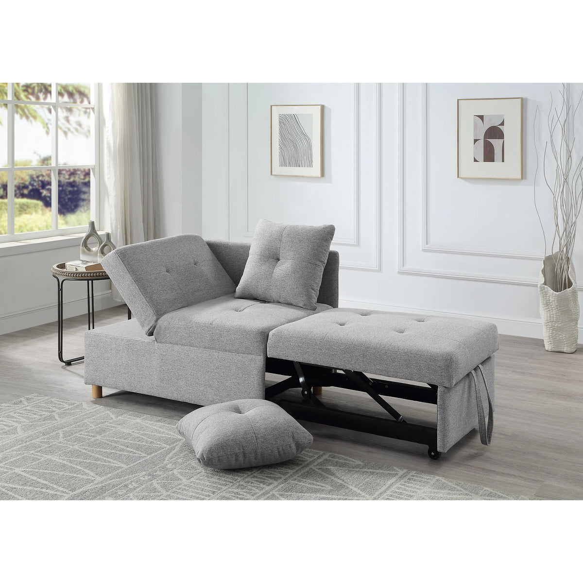 Light Gray Convertible Single Sofa Bed B840