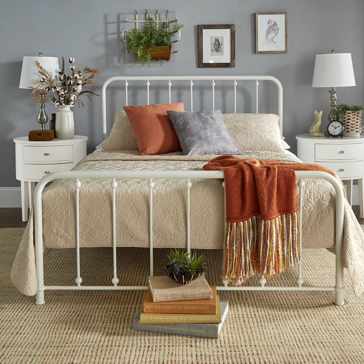 White Metal Platform Full Bed N3190