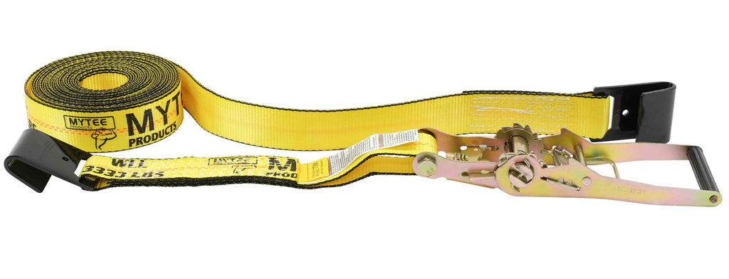2" x 30' Ratchet Tie-Down Straps with Flat Hooks Yellow (4 Pack) F468534