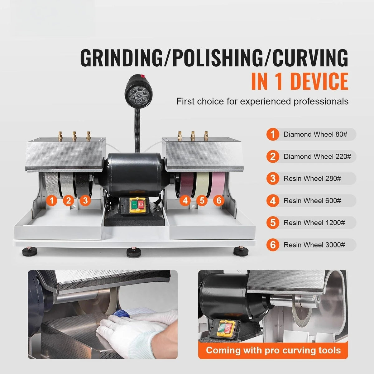 6" 2HP 1800 RPM Gem Faceting Machine with Lamp & Water Pump Q850