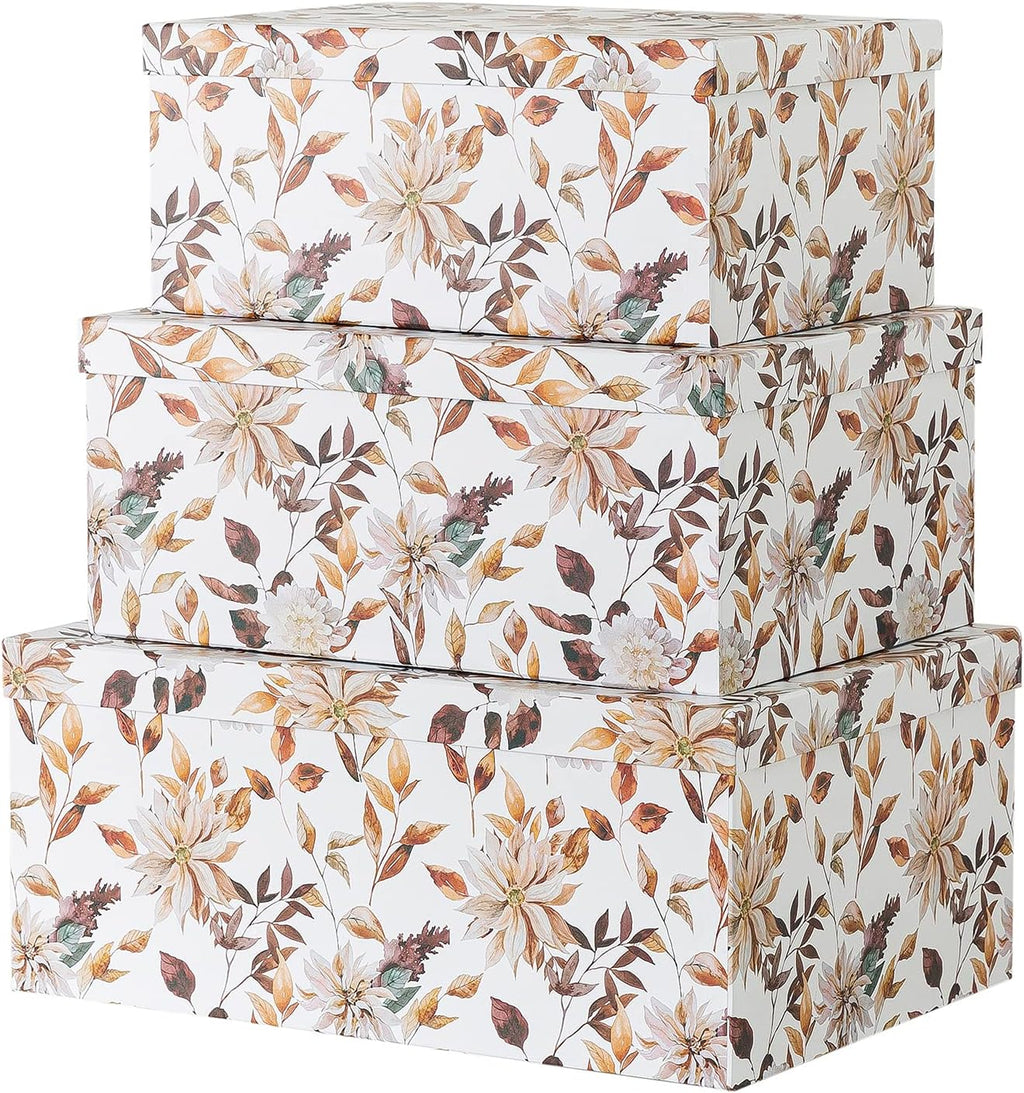 Decorative Storage Cardboard Boxes with Lids, Set of 3 C825