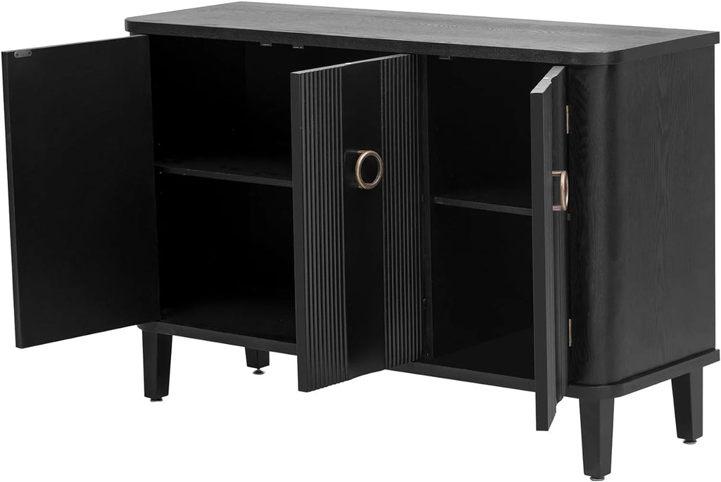 Black Storage Cabinet with 3 Doors and Adjustable Shelf I7149