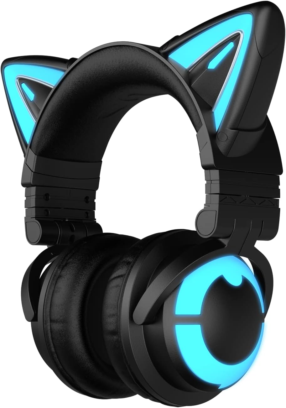 RGB Wireless 5.0 Foldable Gaming Headset with Built-in Mic, White F2887