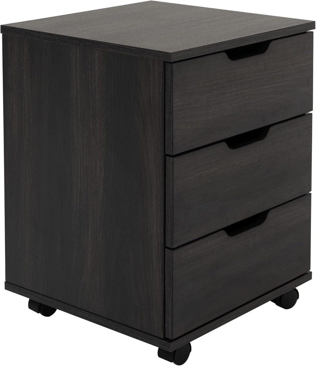White 3-Drawer Rolling Wood Mobile File Cabinet with Casters K6570