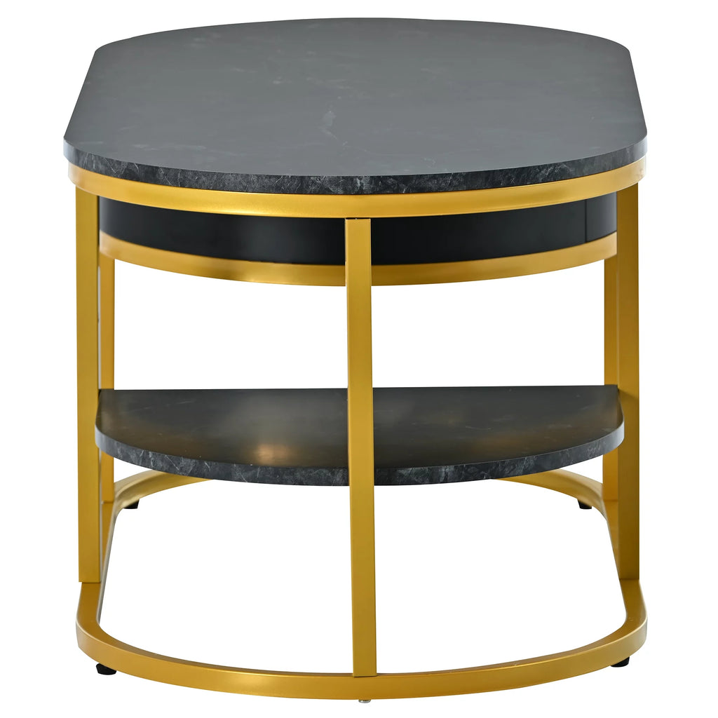 Black Marble Coffee Table with Storage M742