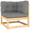 Patio Corner Sofa with Gray Cushions Pinewood Outdoor Sofa P63364