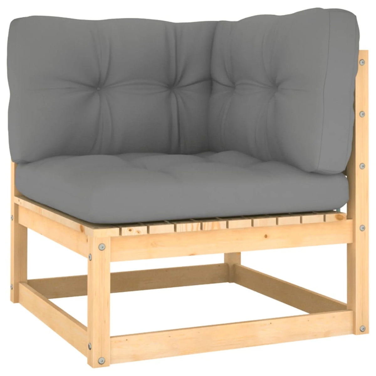 Patio Corner Sofa with Gray Cushions Pinewood Outdoor Sofa P63364