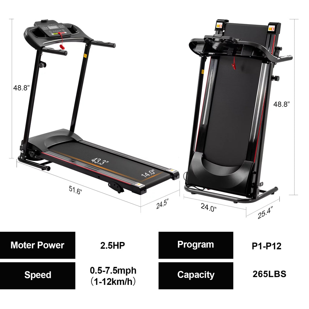 2.5HP Folding Treadmill with Incline G168