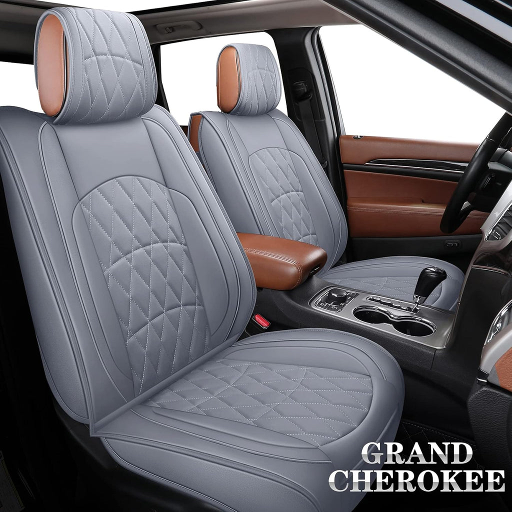 Black Leather Front Seat Covers 2 PCS V19762