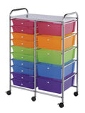Blue Hills Studio Double Storage Cart with 15 Drawers Multi M846