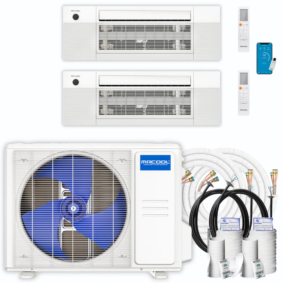 21,000 BTU 2 Zone Ceiling Cassette Ductless Air Conditioner and Heat Pump A774