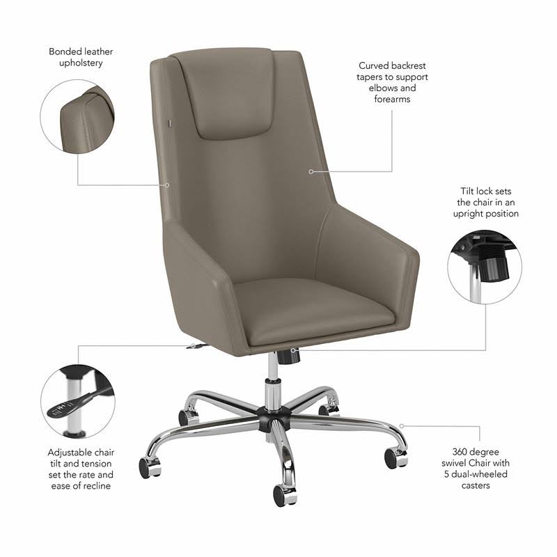 Washed Gray Bonded Leather High Back Box Chair Y841843