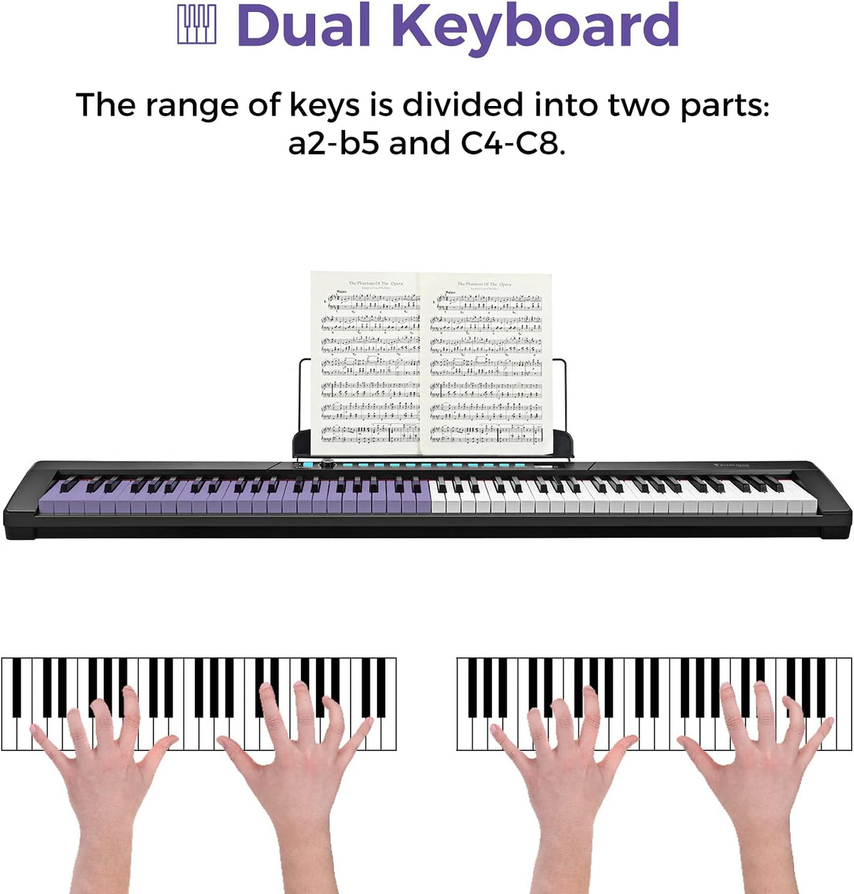88-Key Semi-Weighted Electronic Keyboard Piano with X-Stand, Sustain Pedal, Power Supply, Carrying Case D48617