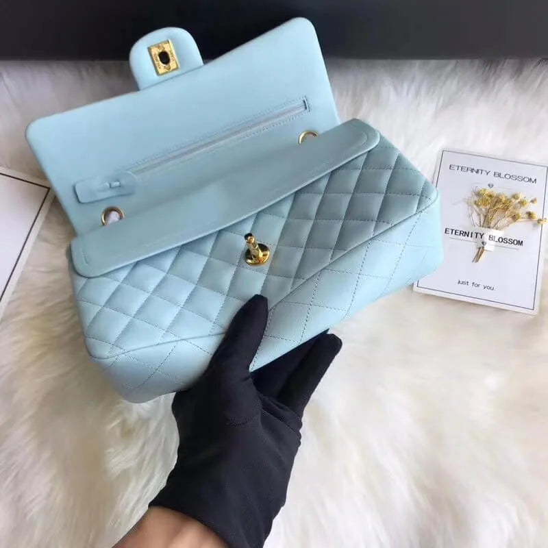 Tiffany Blue Lambskin Leather Flap Bag P5909