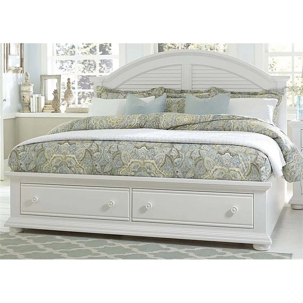 King Storage Bed in Oyster White J731