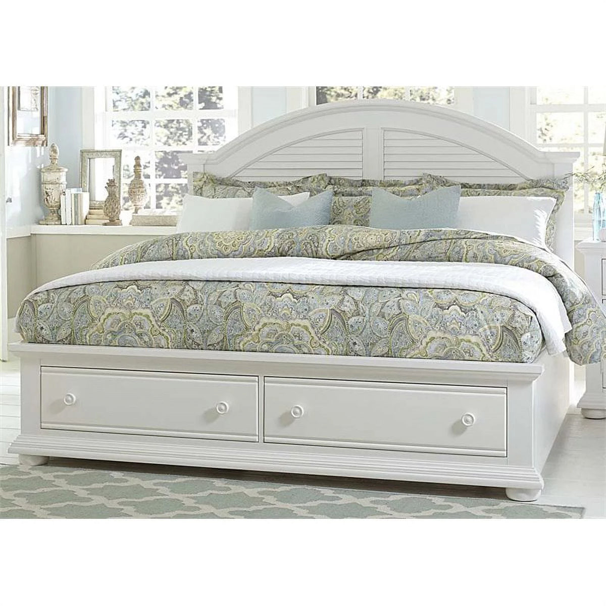 King Storage Bed in Oyster White J731