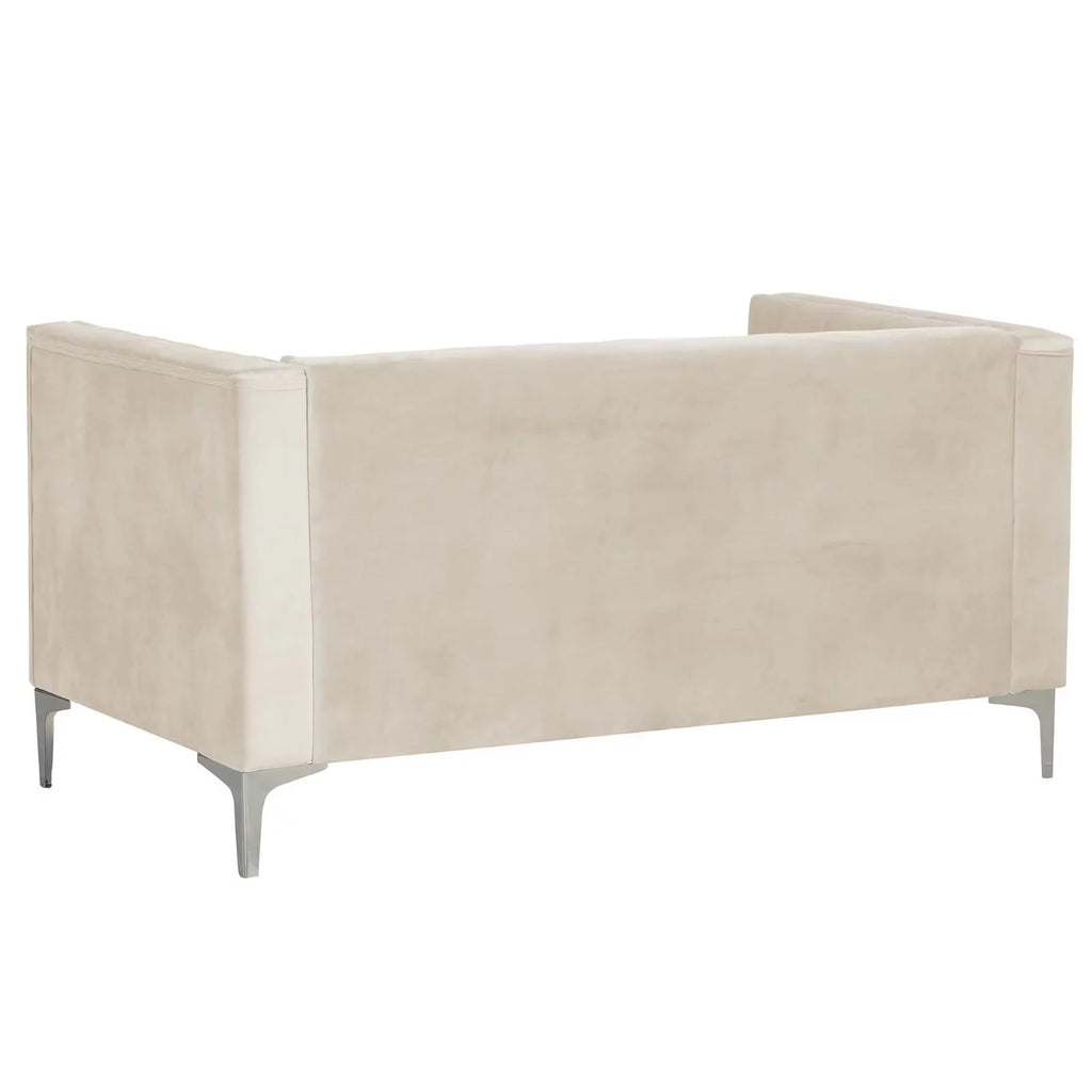 Beige Velvet Upholstered Loveseat Q825941