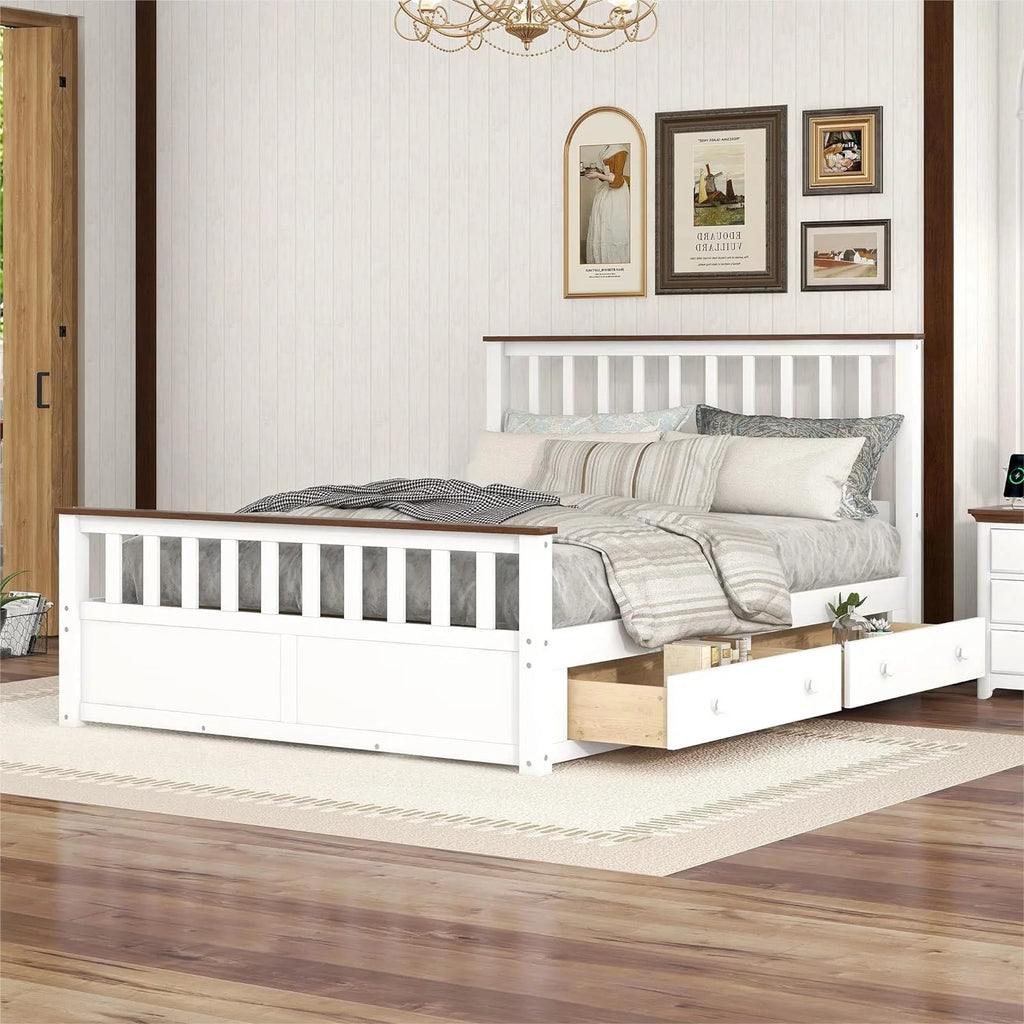 Queen Size Storage Platform Bed with 2 Drawers C762963
