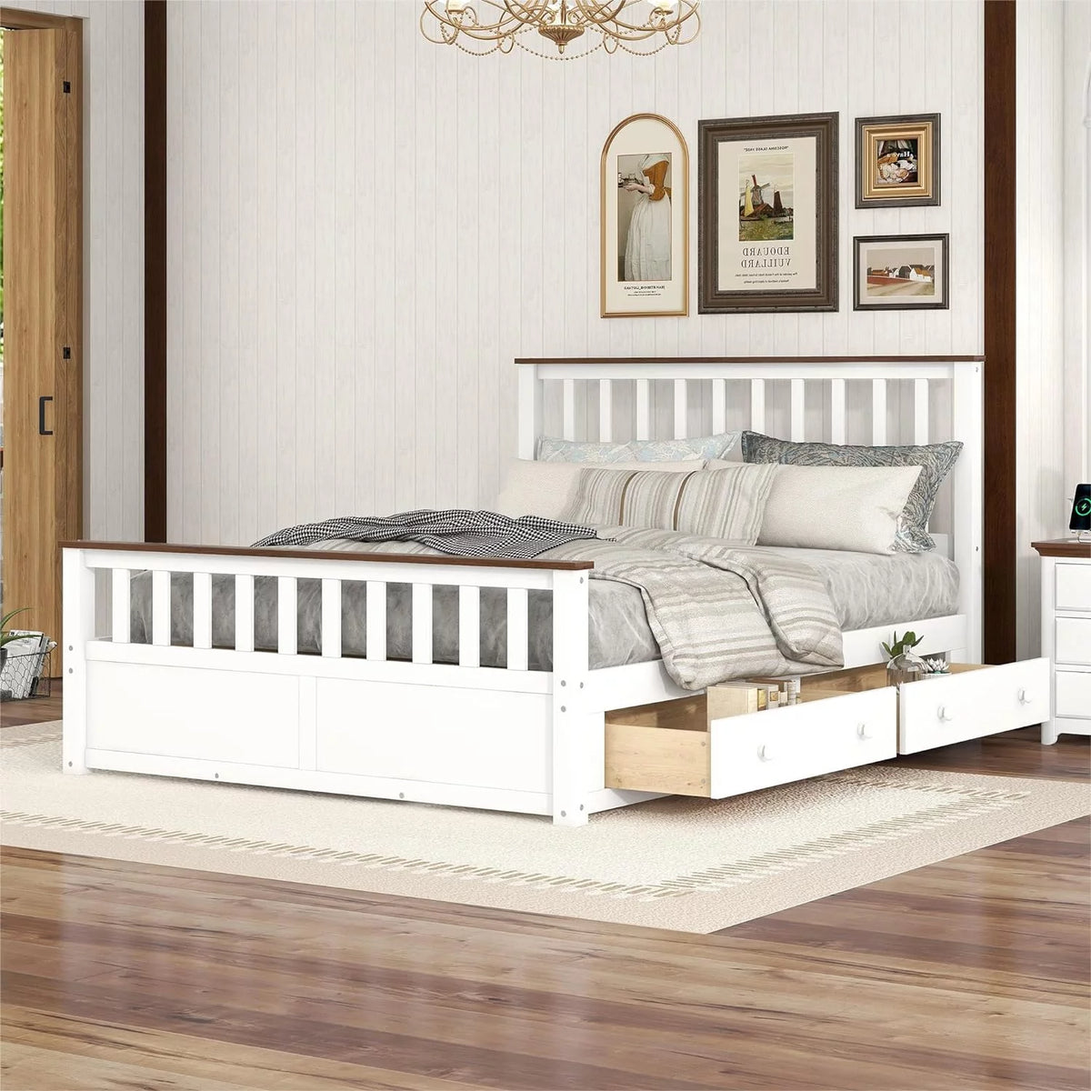 Queen Size Storage Platform Bed with 2 Drawers C762963