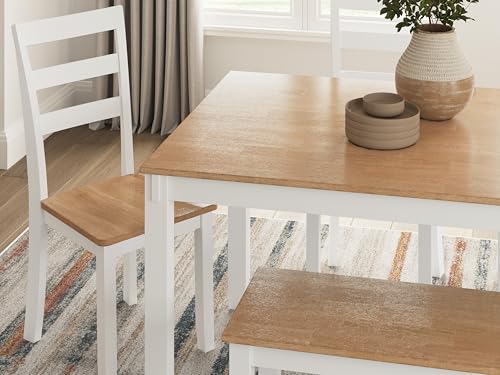 Modern Dining Table with 4 Chairs and Bench, Set of 6 W204