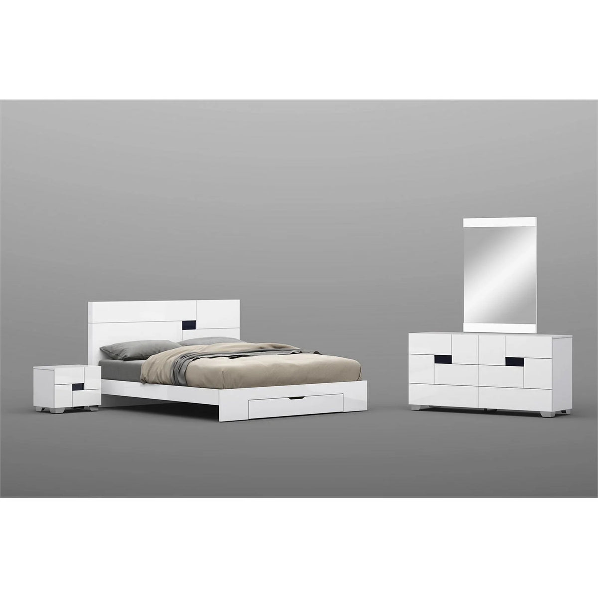 4-Piece White Wood Queen Bedroom Set Z737