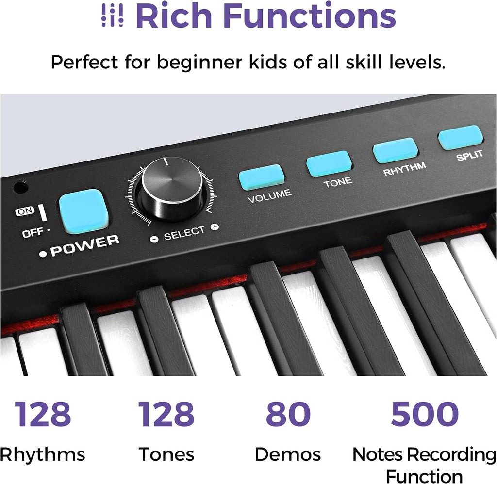 88-Key Semi-Weighted Electronic Keyboard Piano with X-Stand, Sustain Pedal, Power Supply, Carrying Case D48617
