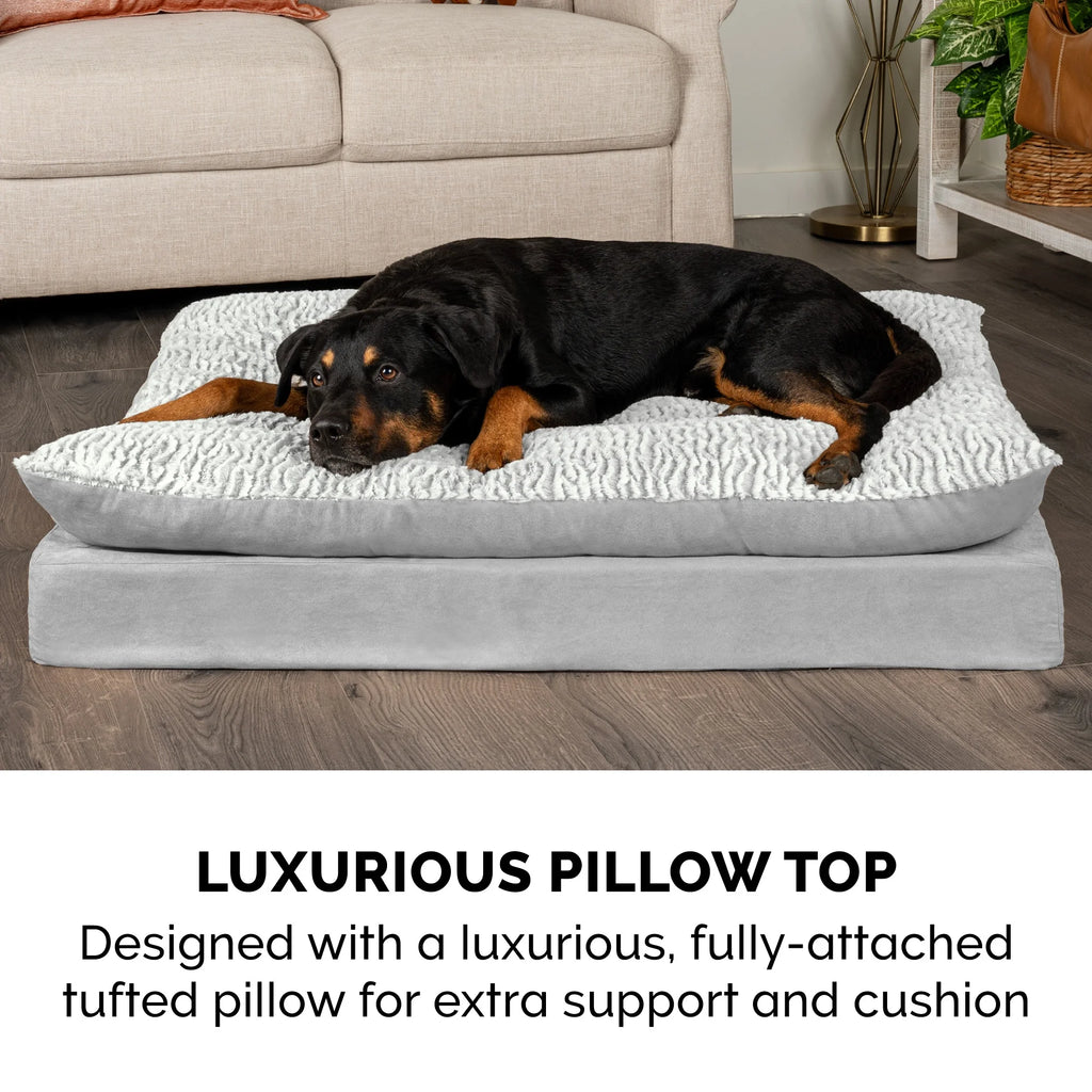 Orthopedic Pillow Top Mattress Pet Bed, Gray, Large C3011