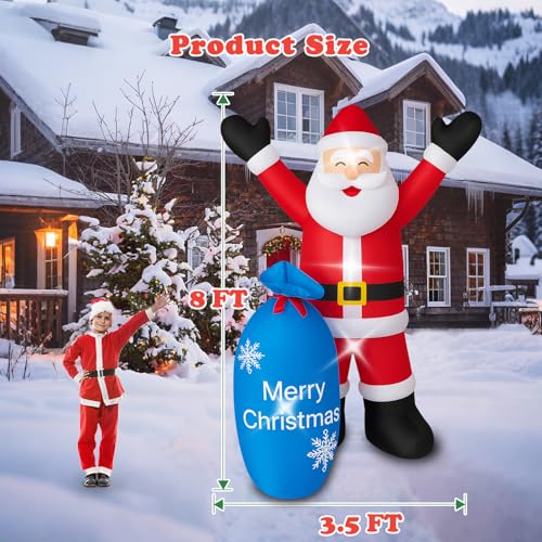 Inflatable Santa Claus Christmas Yard Decor with LEDs F633