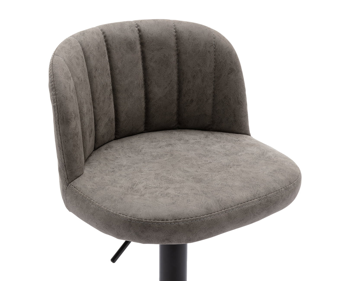 Grey Faux Leather Swivel Bar Stools Set of 2 Q21896