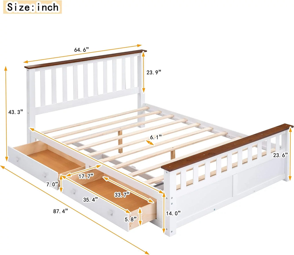 Queen Size Storage Platform Bed with 2 Drawers C762963