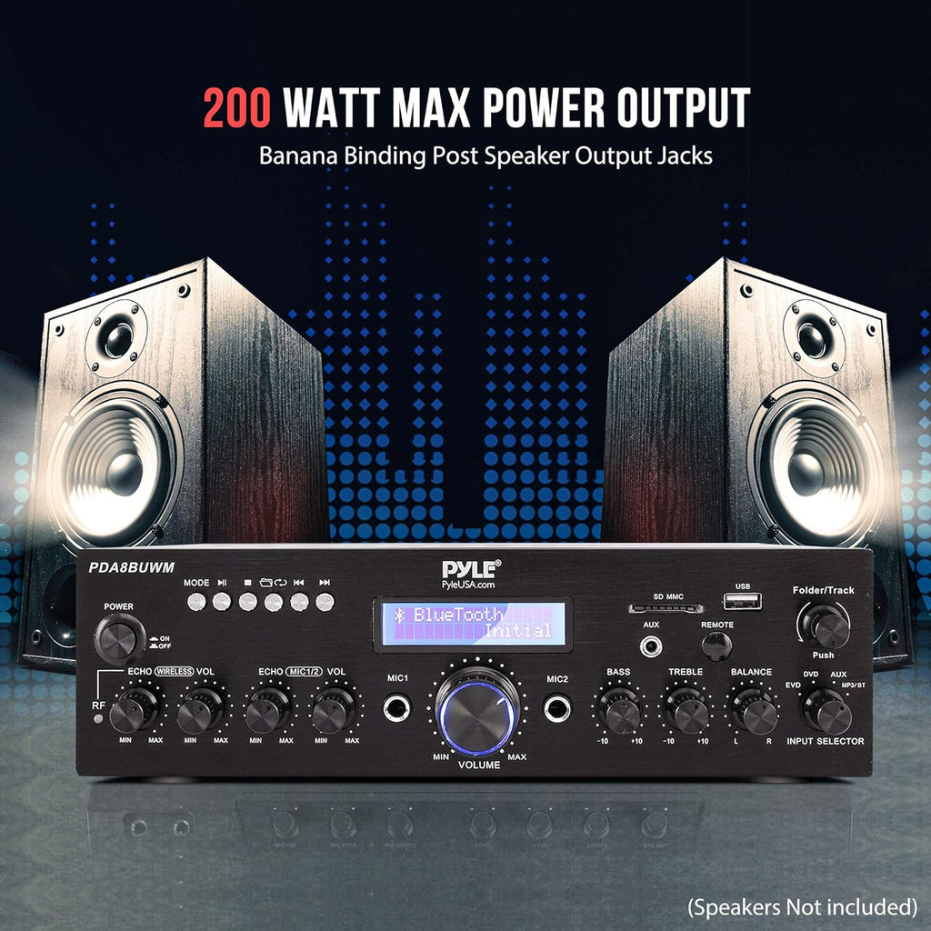 200W Dual Channel Karaoke Speaker Receiver with USB, AUX, Microphone, Echo, Radio, RCA M7157