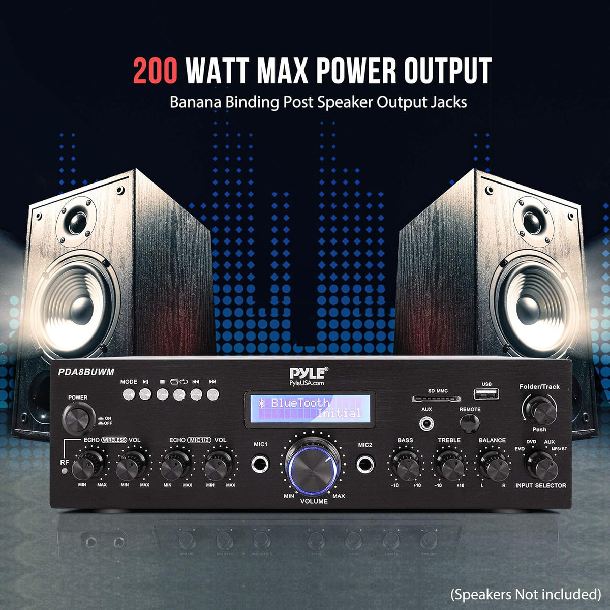 200W Dual Channel Karaoke Speaker Receiver with USB, AUX, Microphone, Echo, Radio, RCA M7157