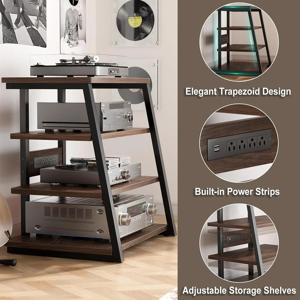 4-Tier AV Media Stand with Power Strips S136412