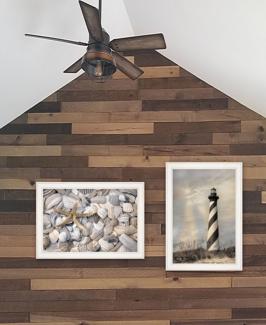 Multi-Color Wood Lighthouse and Sea Shells Collection V477999