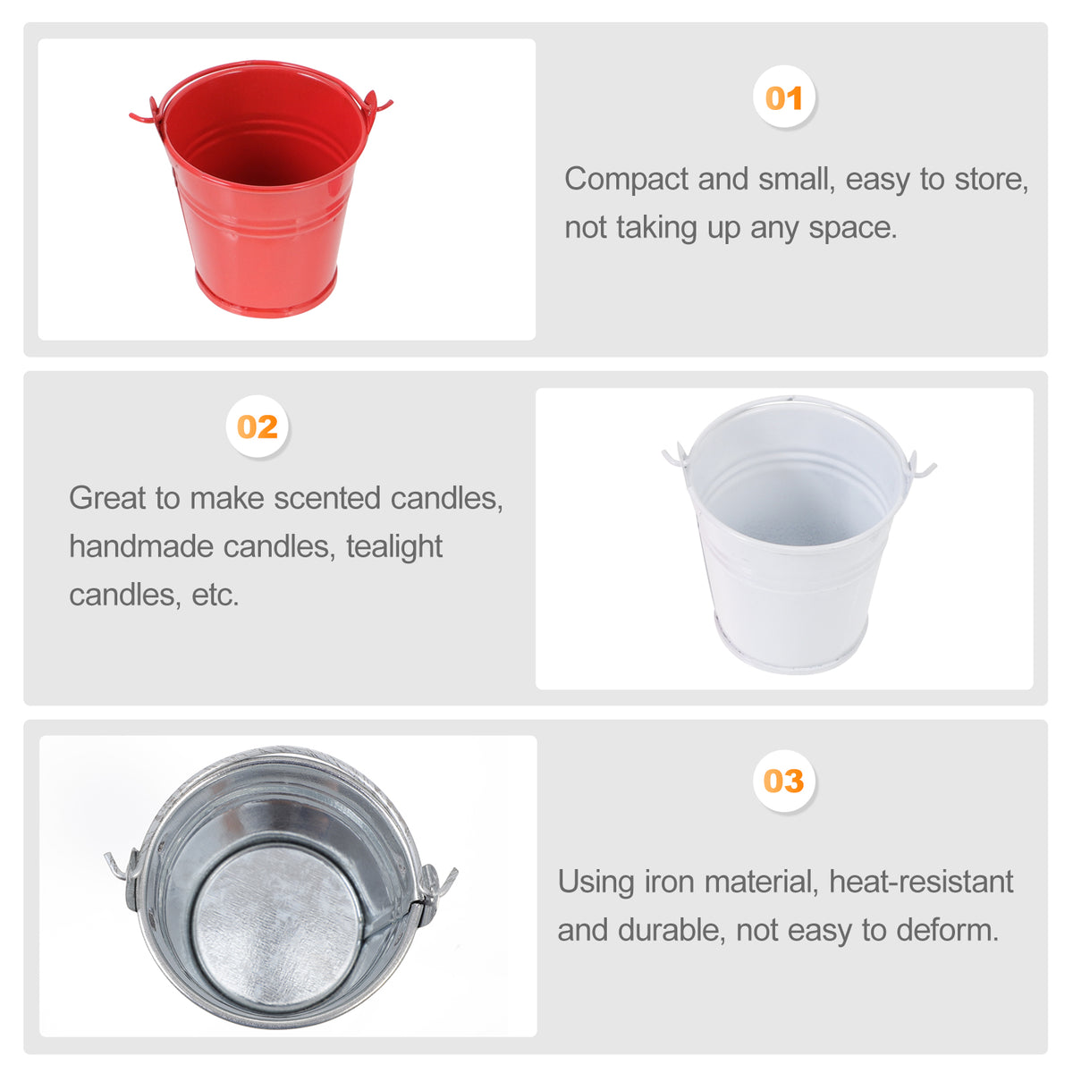 16 Pcs Iron Mini Tin Bucket Z320