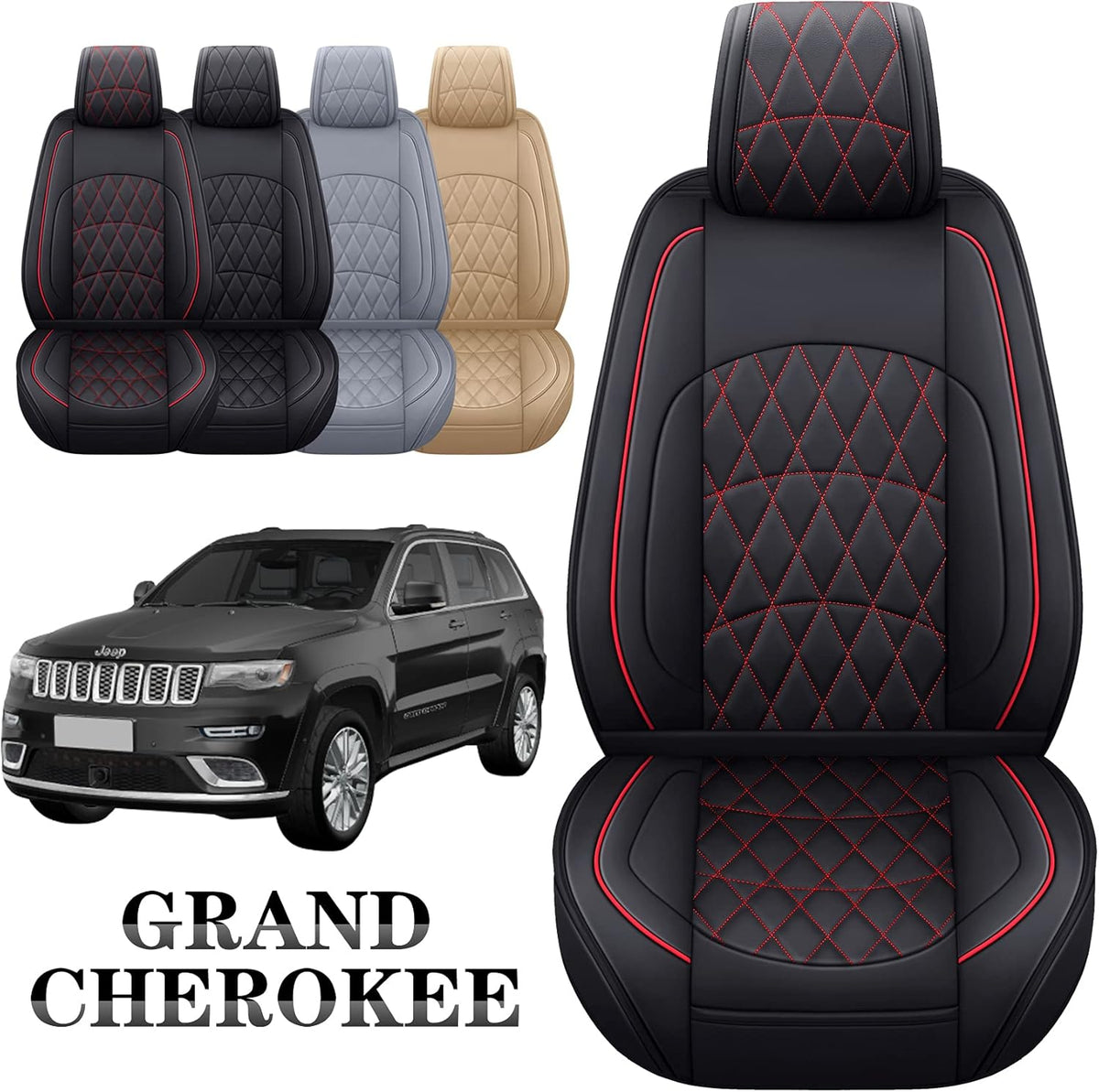 Black Leather Front Seat Covers 2 PCS V19762