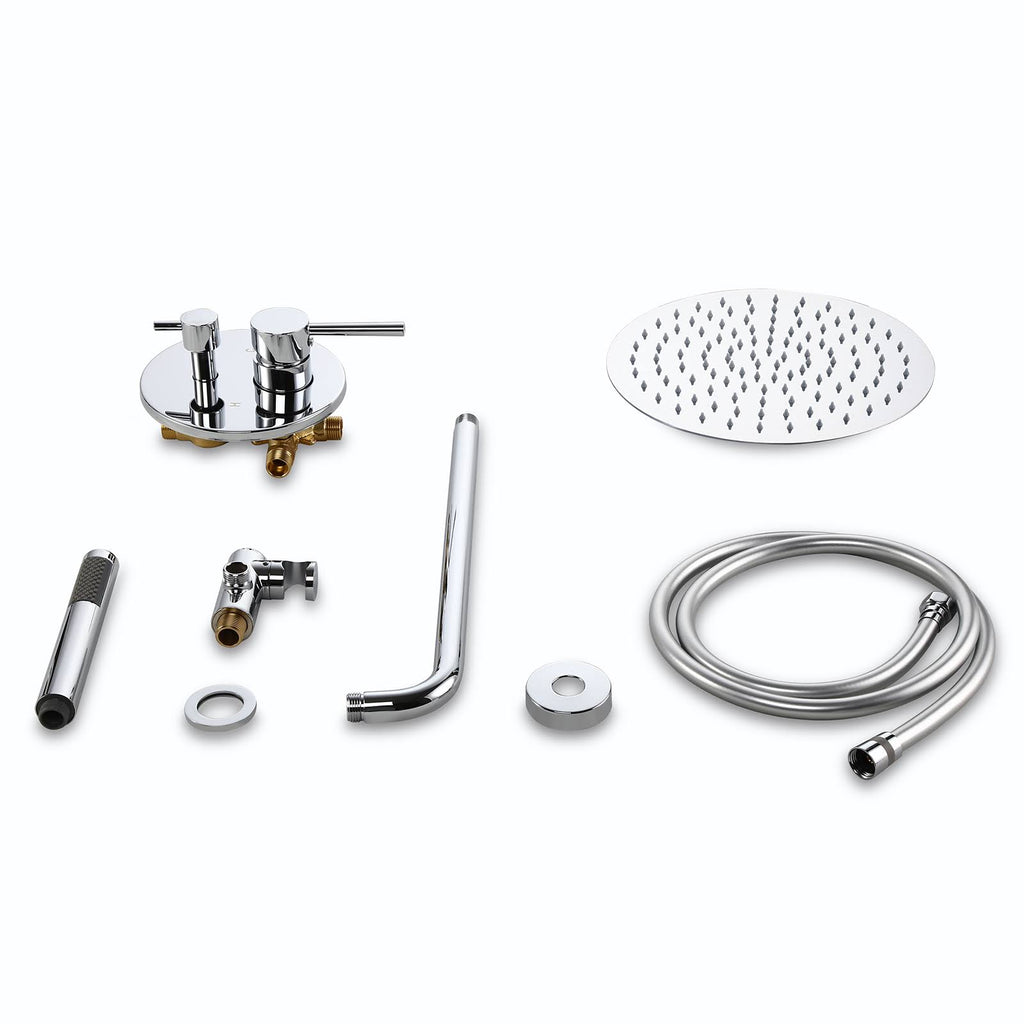 Chrome Wall Mounted Rain Shower Faucet Set with Hand Shower T32772