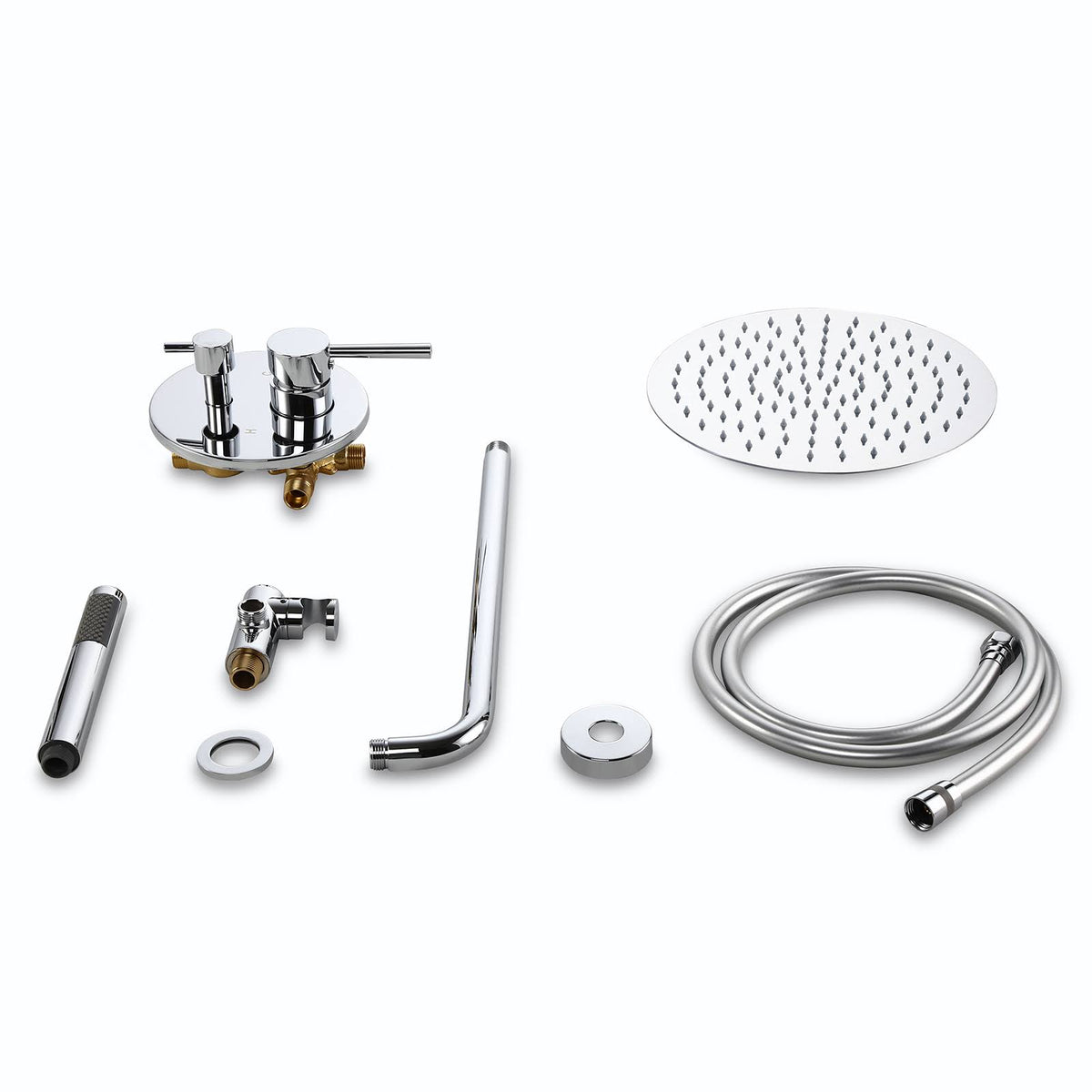 Chrome Wall Mounted Rain Shower Faucet Set with Hand Shower T32772